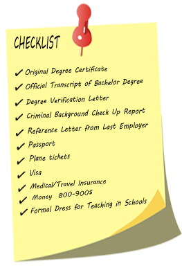 Teach Abroad TEFL Checklist